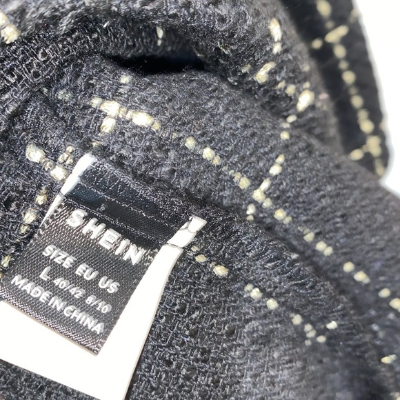 Shein black tweed style shift dress size large - Picture 9 of 10